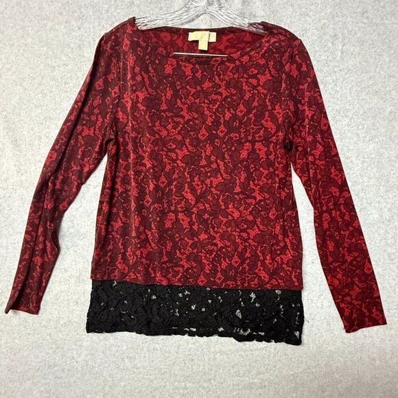 Michael Kors Red/Black Lace Top Size M - Picture 8 of 8